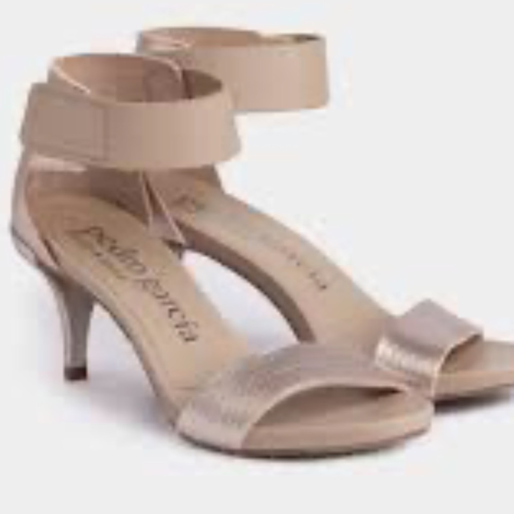 Pedro Garcia Metallic Beige Strappy Heels